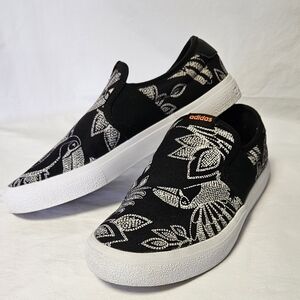 Adidas Black and White Patterned Slip-Ons